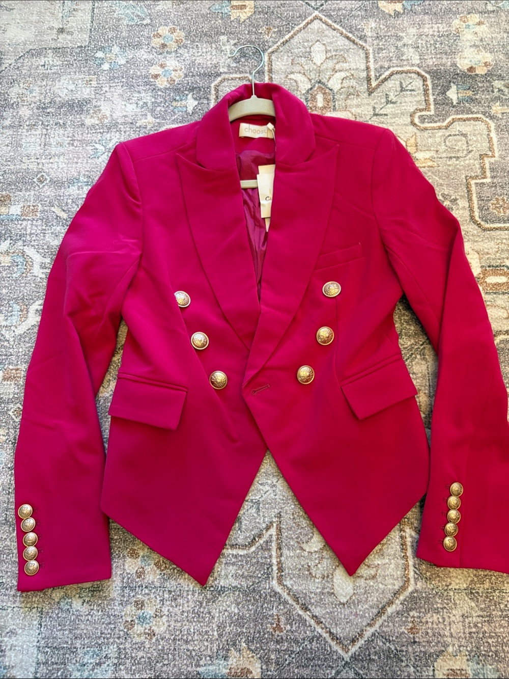 Choosy Fuchsia Double-Breasted Blazer Jacket NWT